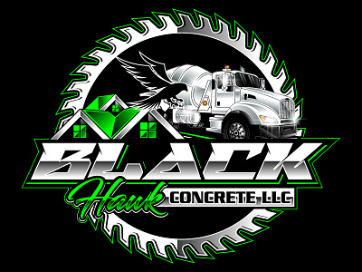 BLACK HAWK CONCRETE. graphic design illustration logo design vector illustration logo