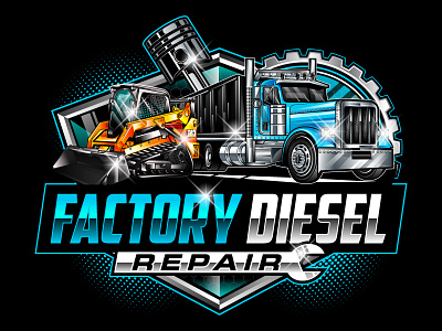 FACTORY DIESEL REPAIR graphic design illustration logo design vector logo