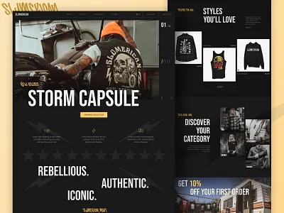 Slumerican - E-commerce Landing Page bold dark e commerce ecommerce ecommerce website fashion fashion brand hero banner landing page sharp shop shop online shopping shopping online slumerican store ui design web design website yelawolf