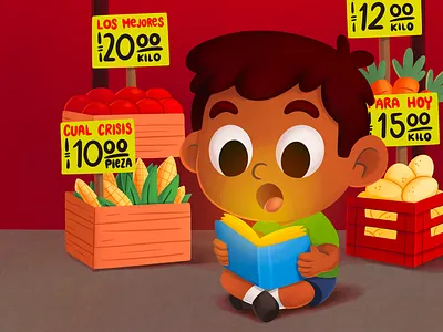 📚 Niño lector entre frutas — México que inspira art with attitude character design colorful art creative characters cute and funny digital art food illustration funny illustration illustration kawaiiart latino design mexican illustration pop culture rockstar vibes