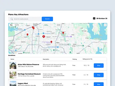 Attractions attractions clean cms design directions google graphic design map mapping ui ux
