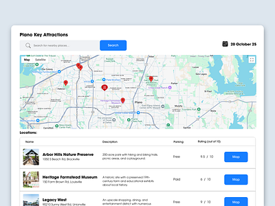 Attractions attractions clean cms design directions google graphic design map mapping ui ux