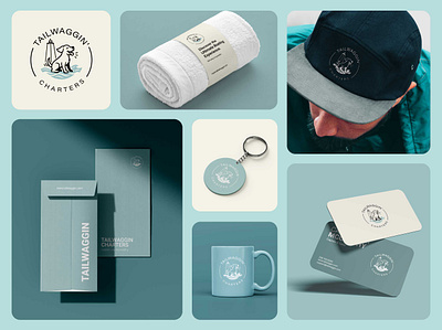 Tailwaggin Charters Logo, (Brand Identity Design) boat boatlogo branding graphic design icon logo logodesign modern typography