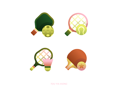 Racquet Sports Icons 2d art badminton branding design figma geometric graphic icon illustration illustrator logo paddle pickleball racket sports ui vector