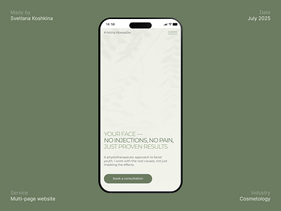 Multi-page website for cosmetologist Kristina Abesadze cosmetology design first screen mobile first multi page website ui ux web design