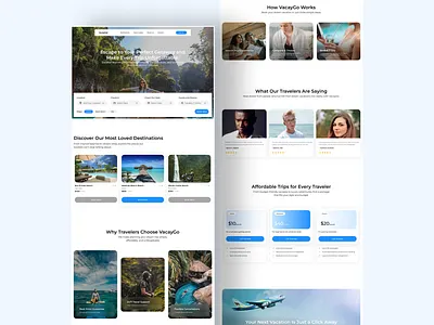 VacayGo! Travel Booking (UI/UX Design) animation branding design graphic design landingpagedesign ui uidesign uiux uiuxdesign