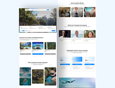 VacayGo! Travel Booking (UI/UX Design) animation branding design graphic design landingpagedesign ui uidesign uiux uiuxdesign