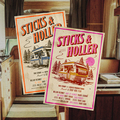 Sticks & Holler Poster badge design branding ephemera film poster illustration poster vintage vintage badge vintage design vintage poster western western film