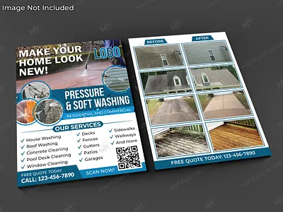 Pressure and Soft Washing Flyer Design gutter cleaning