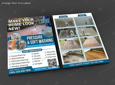 Pressure and Soft Washing Flyer Design gutter cleaning