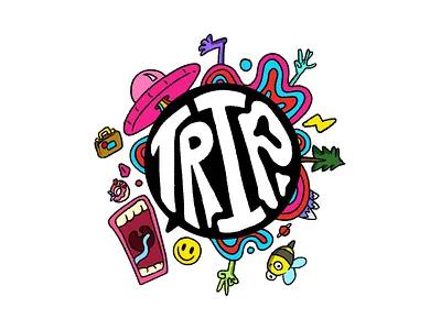 Trip branding crazy design digital illustration graphic design happiness illustration logo music music event psychodelic trip