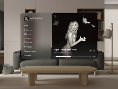 visionOS Music Player — UI Concept 2025 apple vision cleandesign design concept glass ios music player visionos