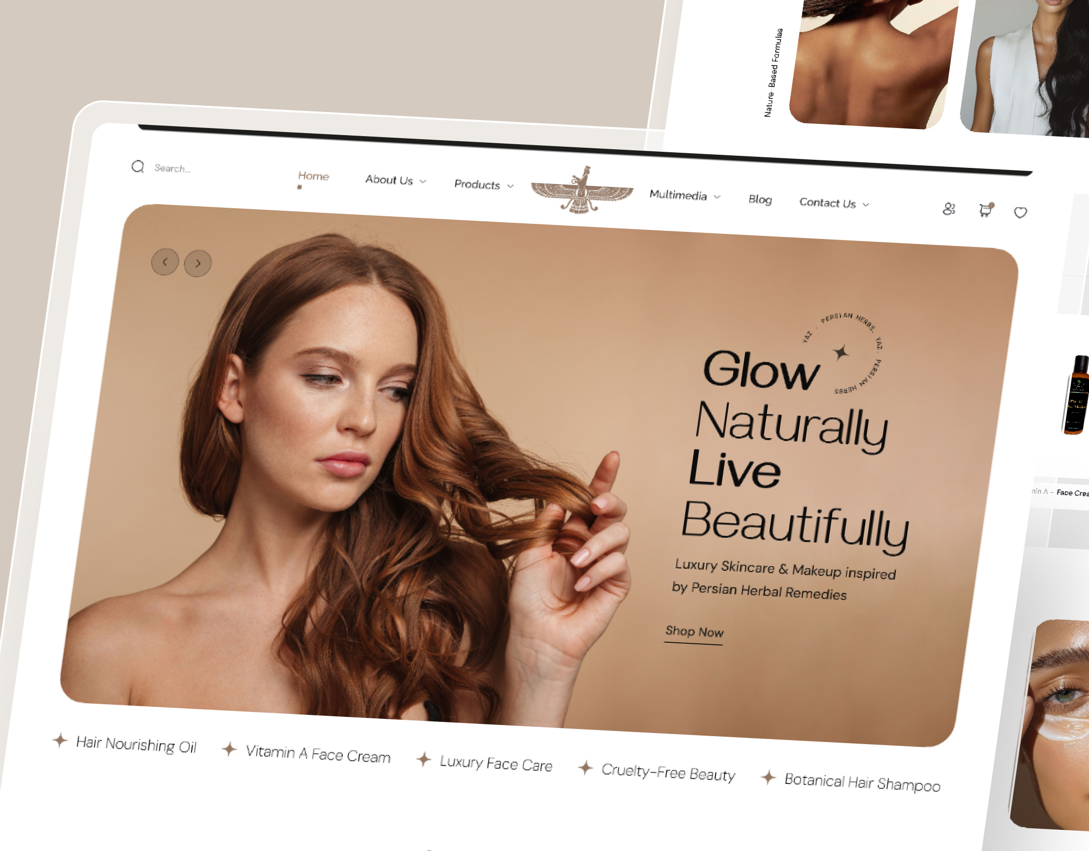 Beauty E-Commerce UI/UX Design beauty branding design figma design haircare illustration luxe shop skincare ui ui design web design website wordpress