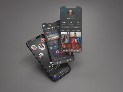 Modern Social Media App UI – Dark Mode Experience app app design app redesign instagram instagram ui mobile mobile app mobile app design mobile design mobile ui social app social media socialmedia typography ui ui kit ui kit design ui kits ui ux design ux
