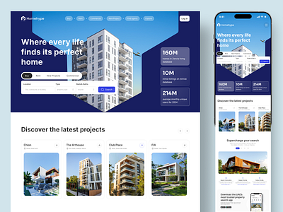 Homehype – Real Estate Landing Page Design clean design figma figma website design landing page design property property landing page real estate real estate filter real estate landing page trending ui ui design uiux website design