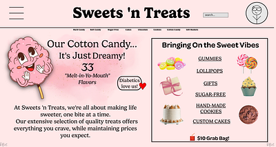 Sweets 'n Treats Home Page adobe express branding candy design figma fun graphic design home page kylie earls kylie mcferrin logo ui ux web design website