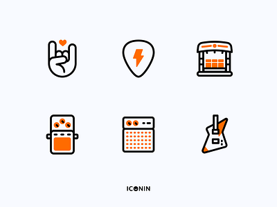 Iconin : Rock Music Icon Set app icons flat icons icon icon pack iconin iconography illustration line icons music stroke icons
