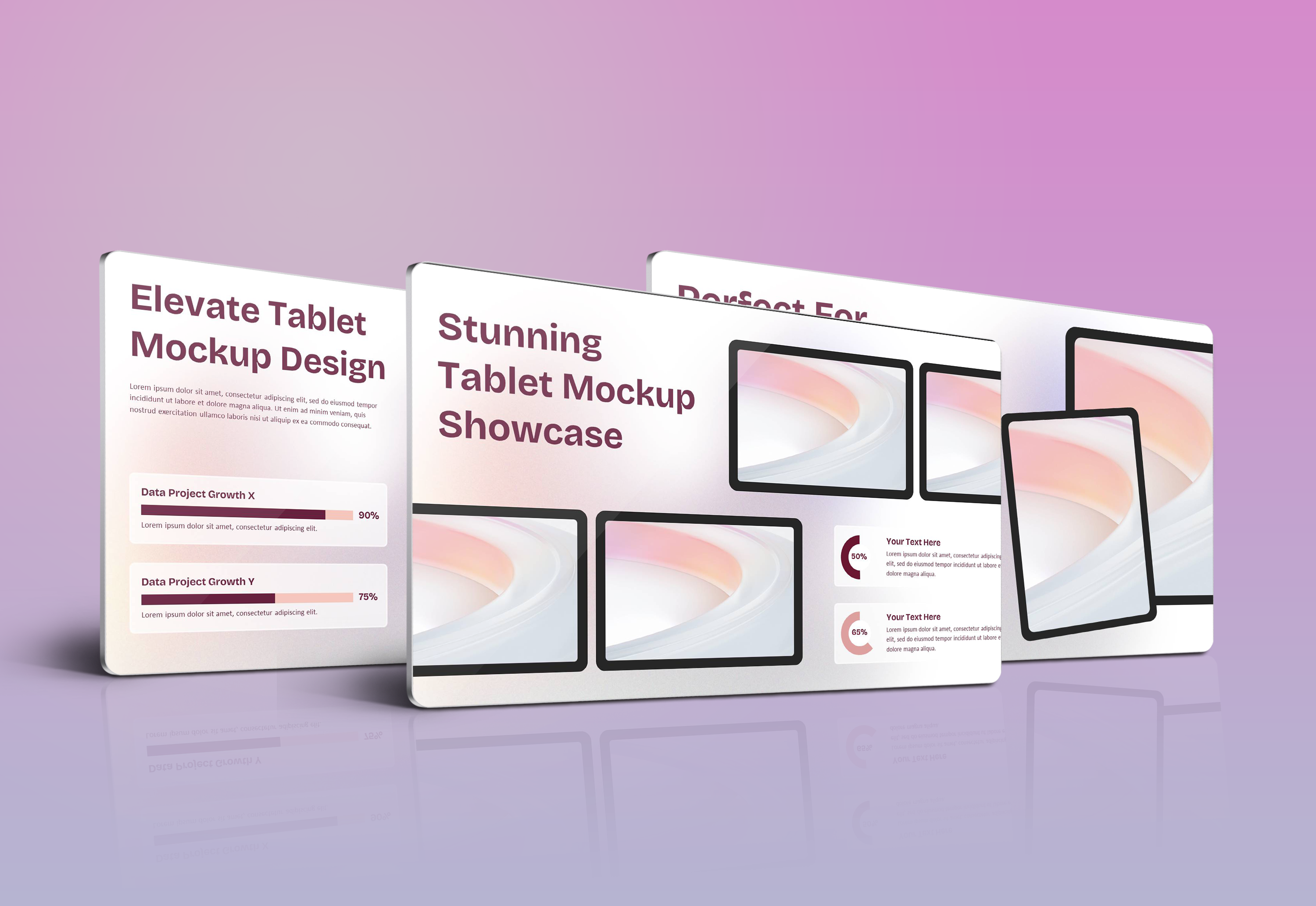 White Purple iPad and Tablet Mockup device mockup fold foldable gradient huawei ipad ipad mockup ipad pro macbook mockup powerpoint ppt presentation purple showcase tablet tablet mockup technology template mockup white