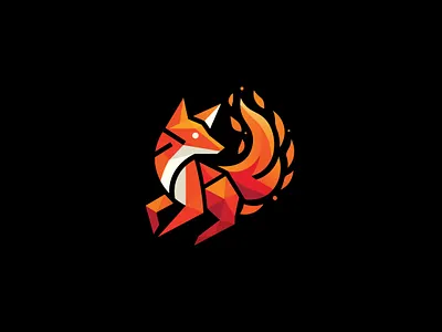 Fire fox colorful logo animal colorful fire firefox fox geometric fox running fox