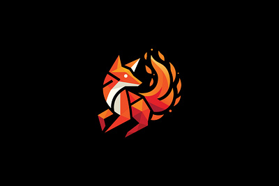 Fire fox colorful logo animal colorful fire firefox fox geometric fox running fox