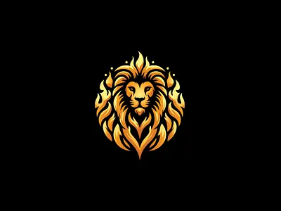 Flame Lion Head Logo animal creative fire fire lion gaming lion head lion modern
