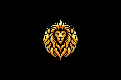 Flame Lion Head Logo animal creative fire fire lion gaming lion head lion modern
