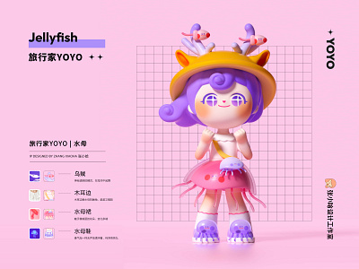 Traveller YOYO—IP (Mascot)—Jellyfish 3d c4d illustration jellyfish pink purple zhang 张小哈