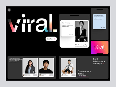 Viral - KOL Talent Company agency branding company content creator design elementor framer influencers landing media page selebgram selebrity social talent ui webflow website wordpress
