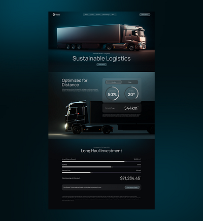 Renault E-Trucks Landing Page corporate dark gradient landing page web website
