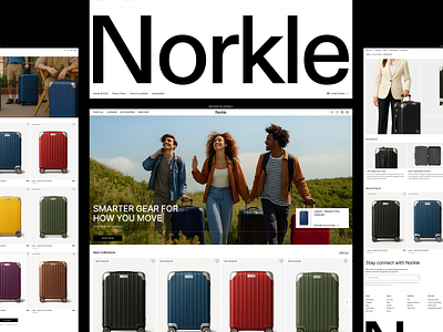 Norkle - eCommerce Website for Travel Essentials clean ui digital storefront e commerce e commerce design fashion e commerce homepage design landing page luggage brand luxury design minimal ui modern ui premium product product design shopping experience travel travel brand ui design ux design web design website concept