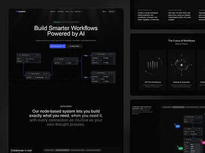 Nodeflow - AI Workflow Landing Page ai ai landing page ai website ai workflow landing page ai workflow website automation landing page landing page design saas saas landing page ui ui design uiux uiux design ux web web design website website design workflow
