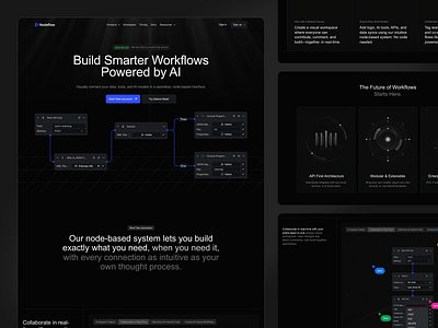 Nodeflow - AI Workflow Landing Page ai ai landing page ai website ai workflow landing page ai workflow website automation landing page landing page design saas saas landing page ui ui design uiux uiux design ux web web design website website design workflow
