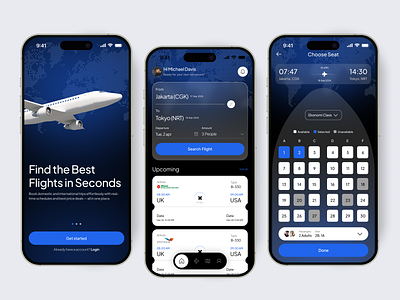 Flight Booking Mobile App air plane airline booking design flight holiday planner reservation ticket travel app trip ui ux vacation