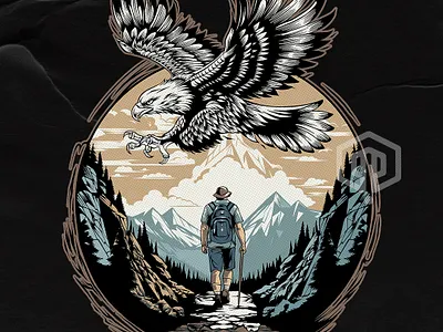 OUTDOOR FOR LIFE artwork branding commissionwork design illustration illustrator logo outdoorapparel tshirt ui