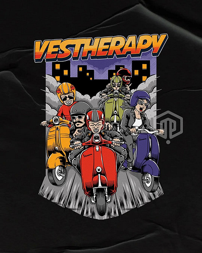 VESTHERAPY artwork branding commissionwork design illustration illustrator logo outdoorapparel tshirt ui