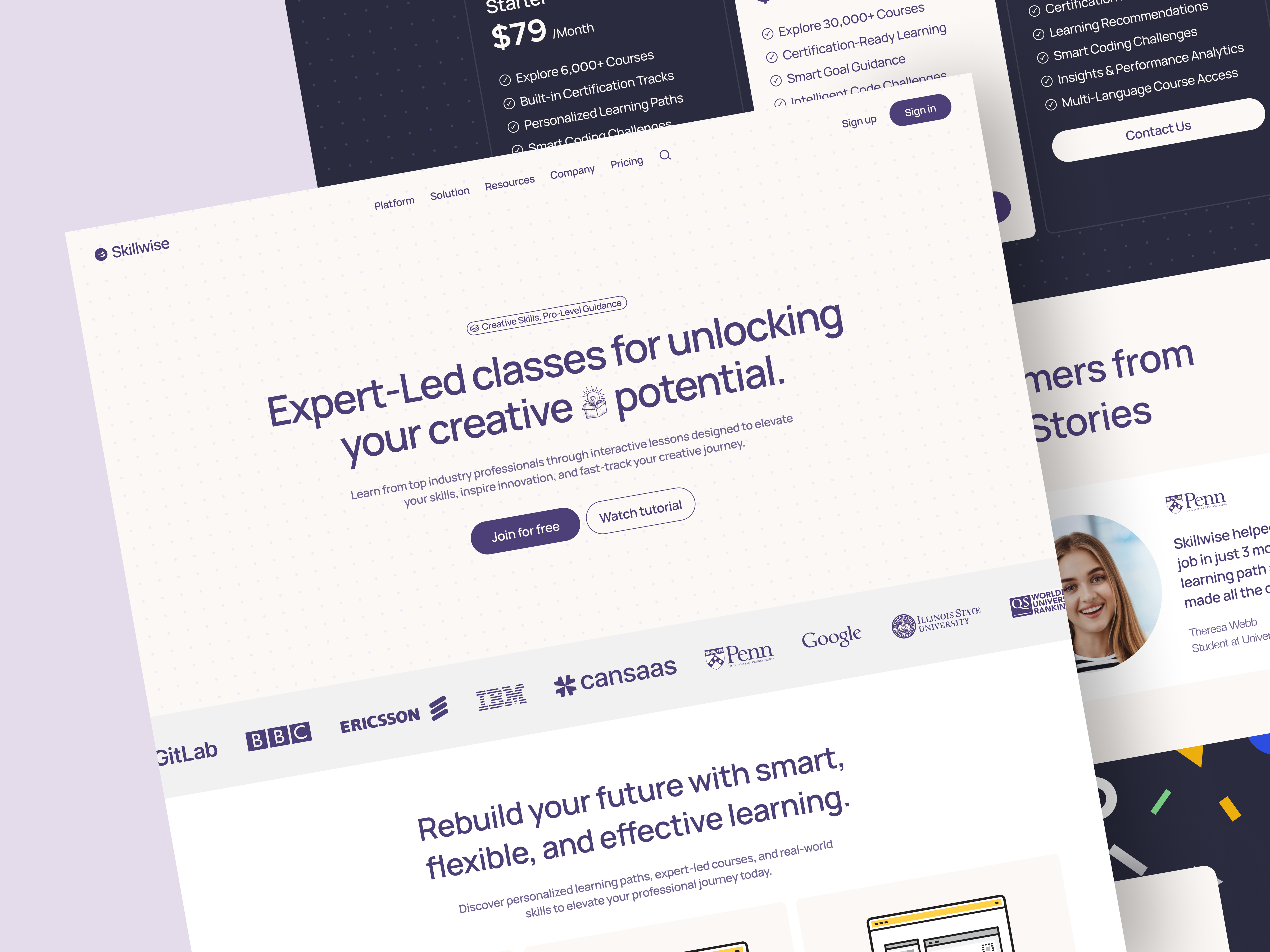 Skillwise - E-Learning Landing Page cansaas clean design e learning education education website design elearning landing landing page learning platform modern design online course saas study web ui ux web app web design website