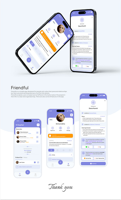 Friendful App ai android connection design figma ios mobile app relationship ui ui design uxui design