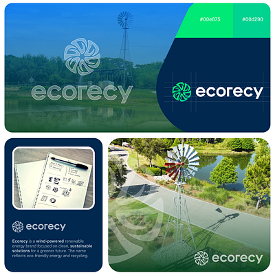 Ecorecy Logo Design Process best logo designer branding design ecologo flat greenenergy logo logodesign modern renewableenergy sustainable