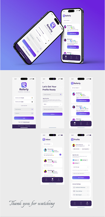 Referly App android design figma ios mobile app redeem refer ui ui design uxui design