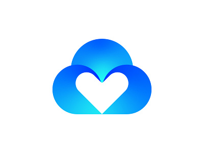 Minimal Cloud & Heart Logo for Tech, App or Wellness Brand blue cloud heart logo bold logo branding care tech logo cloud heart logo cloud logo cloud service logo dating logo digital love logo gradient cloud love mark health logo heart logo logo love logo minimalist logo modern cloud love logo romantic logo