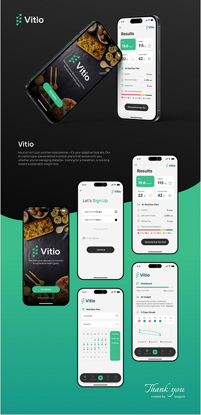 Vitio App ai android design figma ios mobile app nutrition ui ui design uxui design