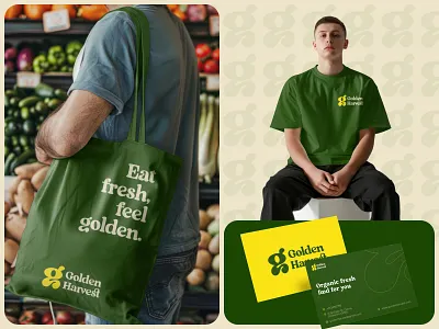 Golden Harvest - Branding brand identity branding creative logo food logo fresh food logo goldenharvest grocery shop healthyliving logo logo design logomark modern logo organicfood ui