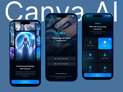 Canva AI – Smart Mobile App for Effortless Design Creation ai design app ai editor ai powered ai tool app concept canva ai canva redesign creative app design assistant futuristic ui graphic design app minimal ui mobile ui uiux design uxinspiration