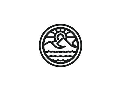 Landscape ready-made logo for sale by Anhdodes - Logoadoni anhdodes branding design graphic design illustration landscape logo logo design logo designer logodesign minimalist logo mountain ocean sea sun sunrise sunset