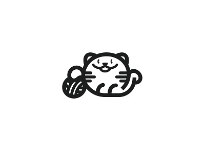 Playful kitty cat ready-made logo for sale by Anhdodes anhdodes branding cat design graphic design illustration kitten kitty logo logo design logo designer logodesign minimalist logo pet playing