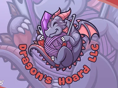 Dragon's Hoard LLC Commission branding cartoon logo cartoon mascot cute cartoon cute logo cute mascot dragon mascot brand mascot logo