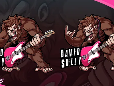 David Sully Mascot Commission ape branding character character design graphic design guitar illustration logo mascot mascot design mascot logo monkey youtube logo