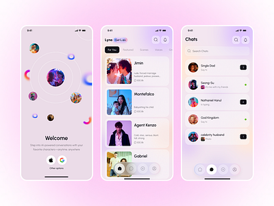 AI Mobile App Design ai ai app ai app design ai assistant ai chatbot ai voice aiconversations app home page application design characterdesign chat app chatbot chatinterface gradientdesign onboarding smart ai smart assistant speech to text app startup voice recognition