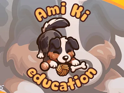 Ami Ki education Commission branding cartoon cartoon logo cartoon mascot cute cartoon cute logo cute mascot dog dog mascot logo logo design mascot logo pet pet hotel pet logo pet shelter shelter