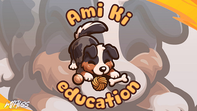 Ami Ki education Commission branding cartoon cartoon logo cartoon mascot cute cartoon cute logo cute mascot dog dog mascot logo logo design mascot logo pet pet hotel pet logo pet shelter shelter
